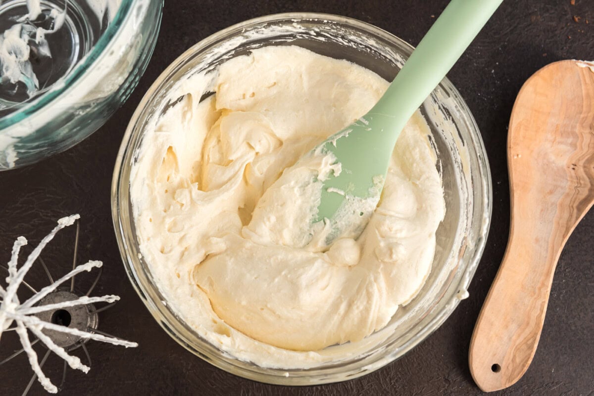 Bailey's mascarpone cheese mixture in a bowl