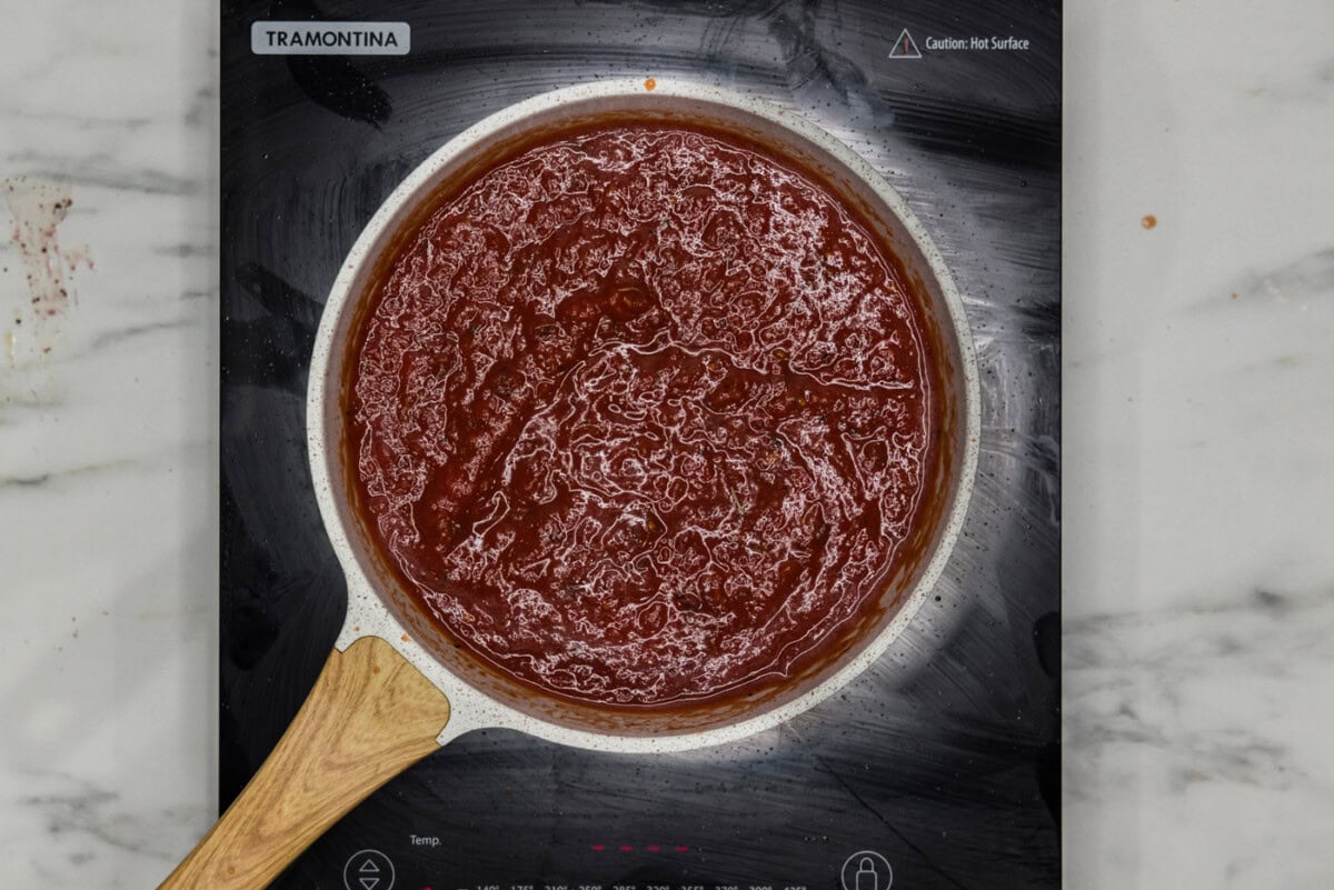 homemade marinara sauce in a skillet
