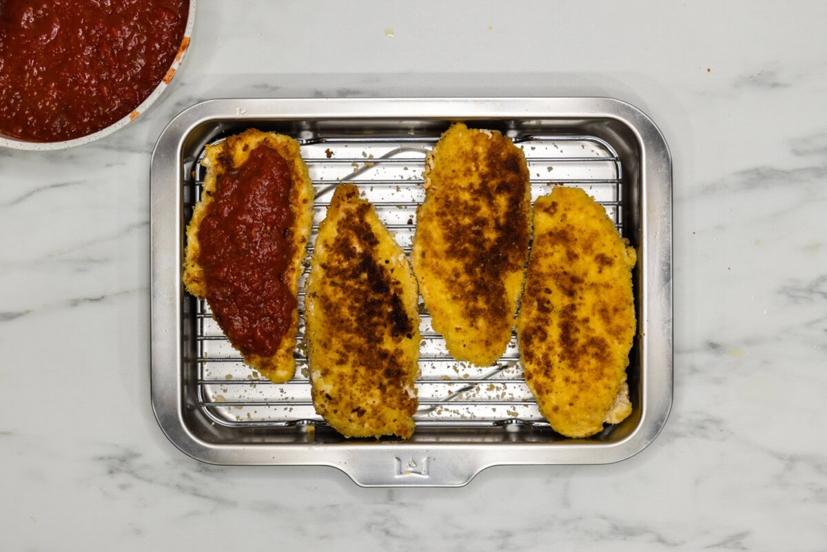 fried chicken with marinara sauce