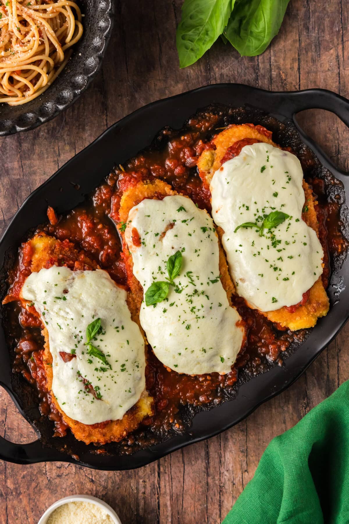 Chicken Parmesan on a platter
