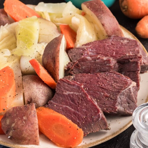 Close up photo of Corned Beef and Cabbage