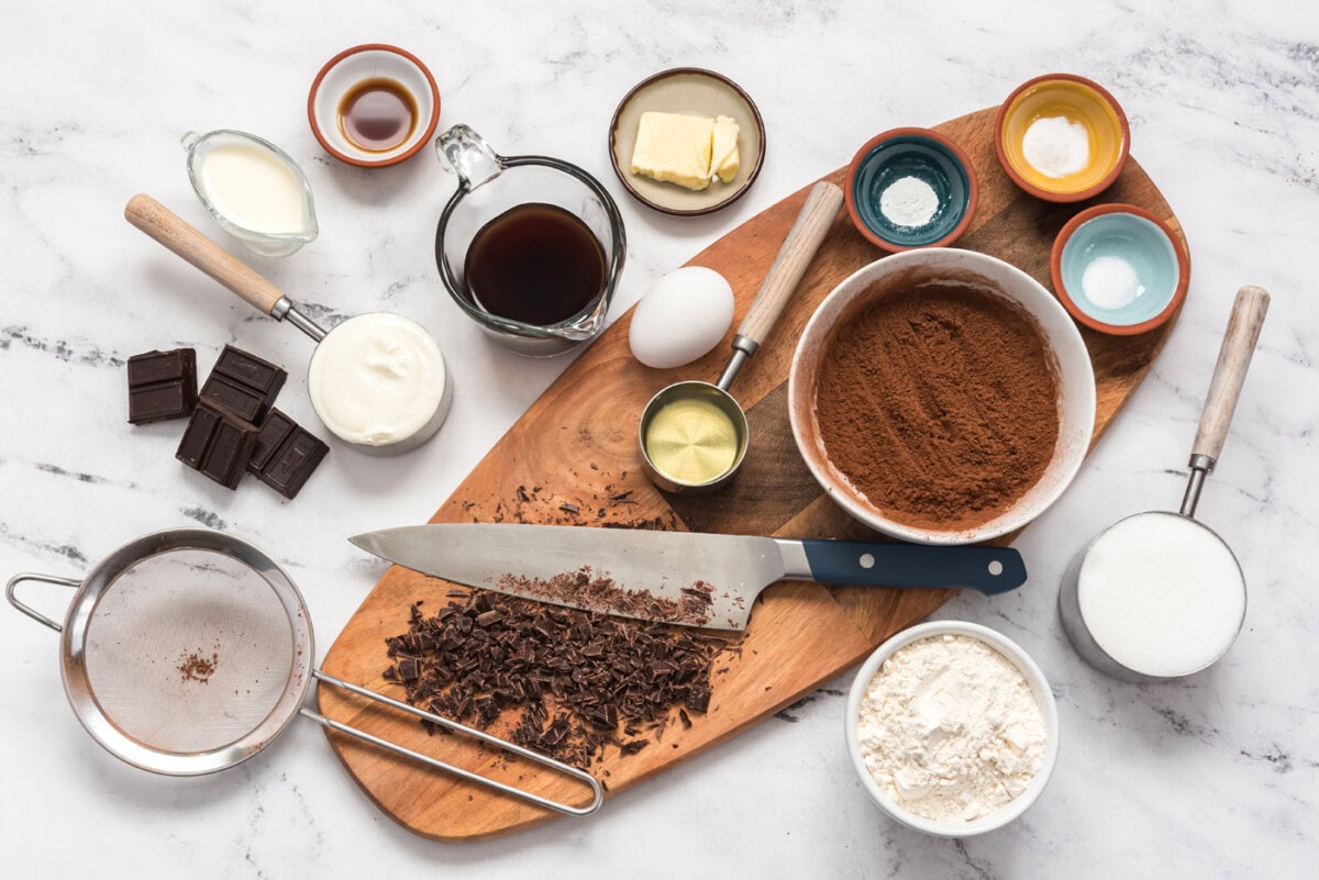Ingredients for Dark Chocolate Cake