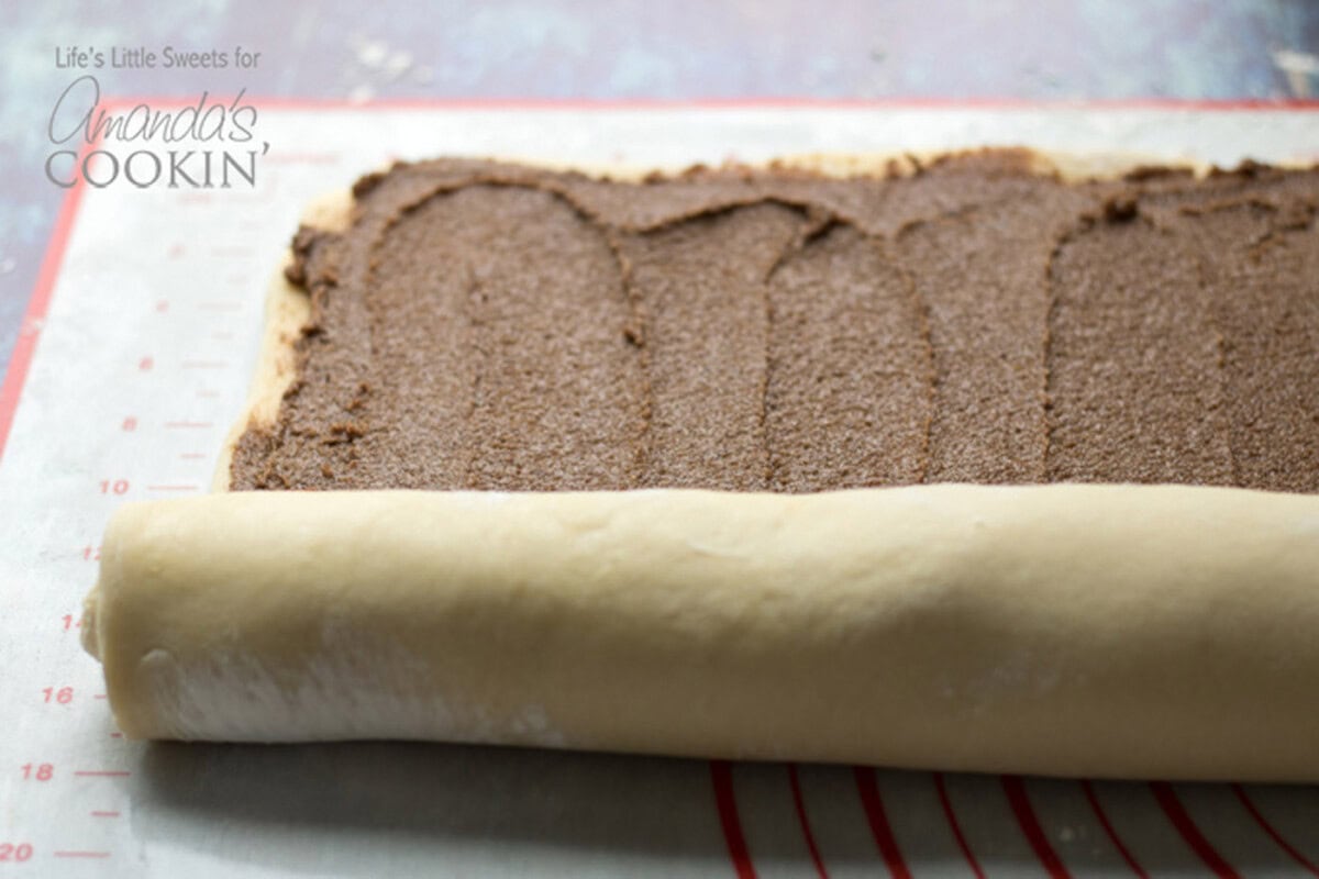 Homemade Cinnamon Rolls dough rolled up