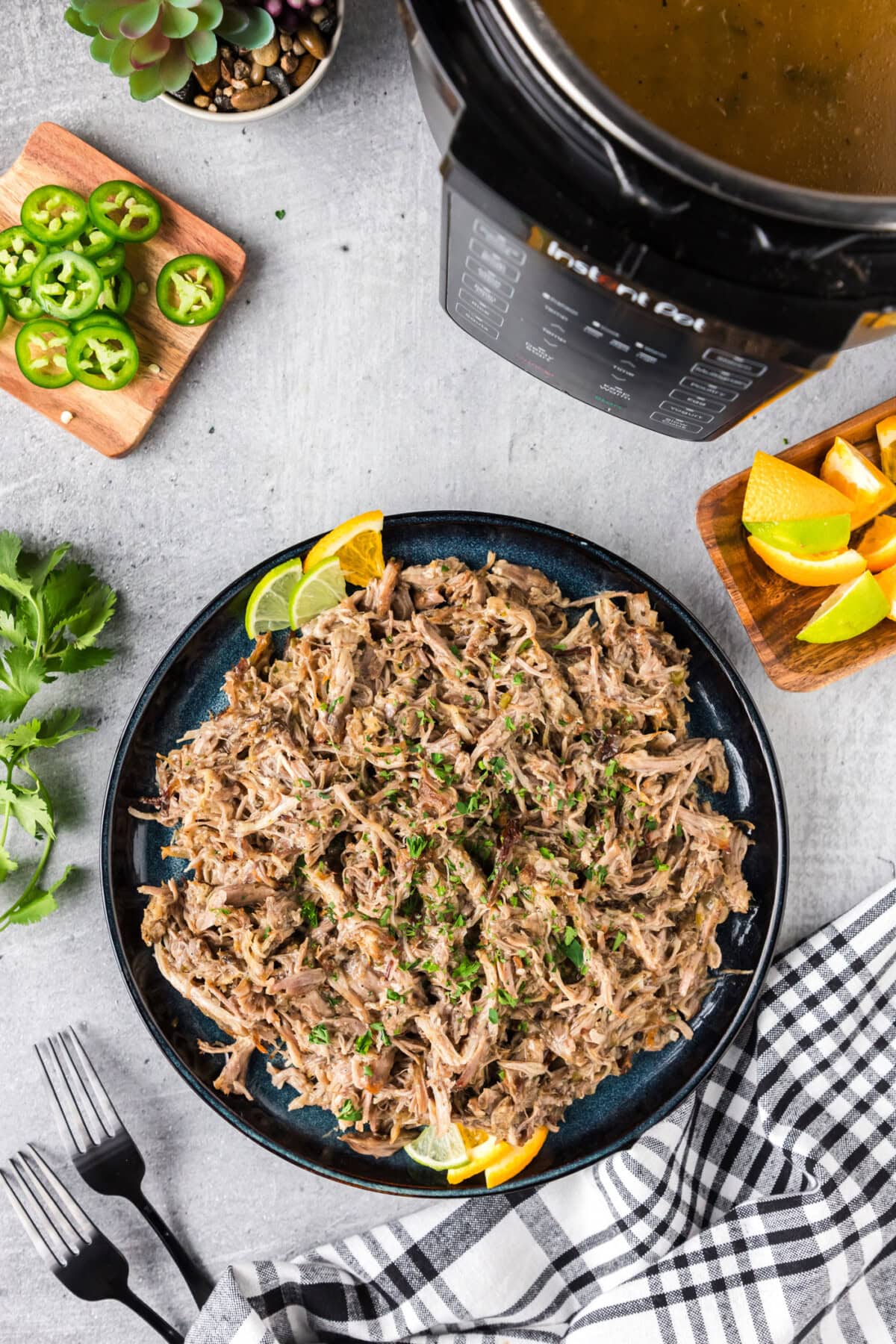 Plate of Instant Pot Carnitas