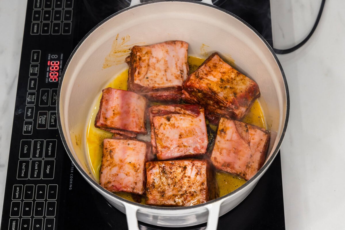 searing short ribs in a dutch oven