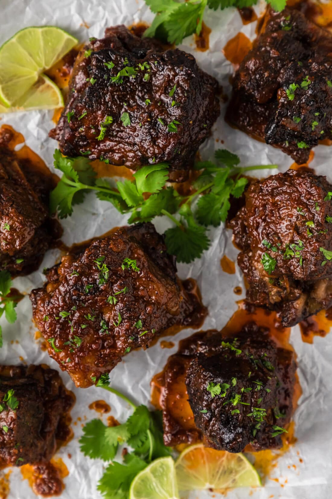 Overhead photo of Mexican Short Ribs on a platter