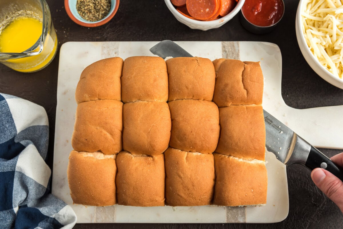 slicing slider buns in half