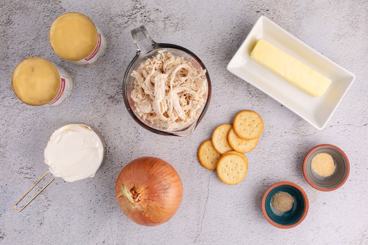 Ingredients for Ritz Cracker Chicken Casserole