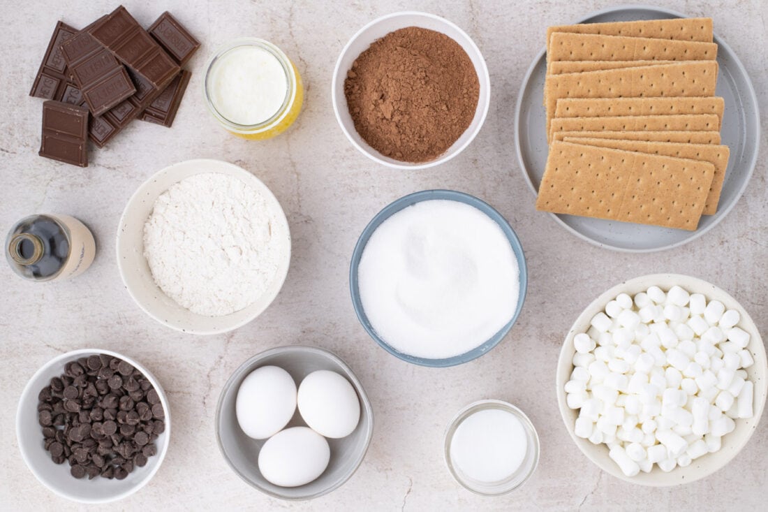 Ingredients for S'mores Brownies