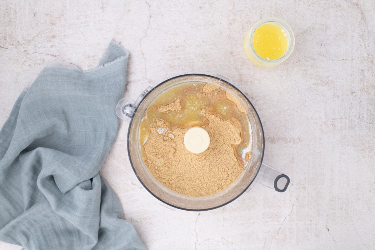 graham cracker crumbs in a food processor