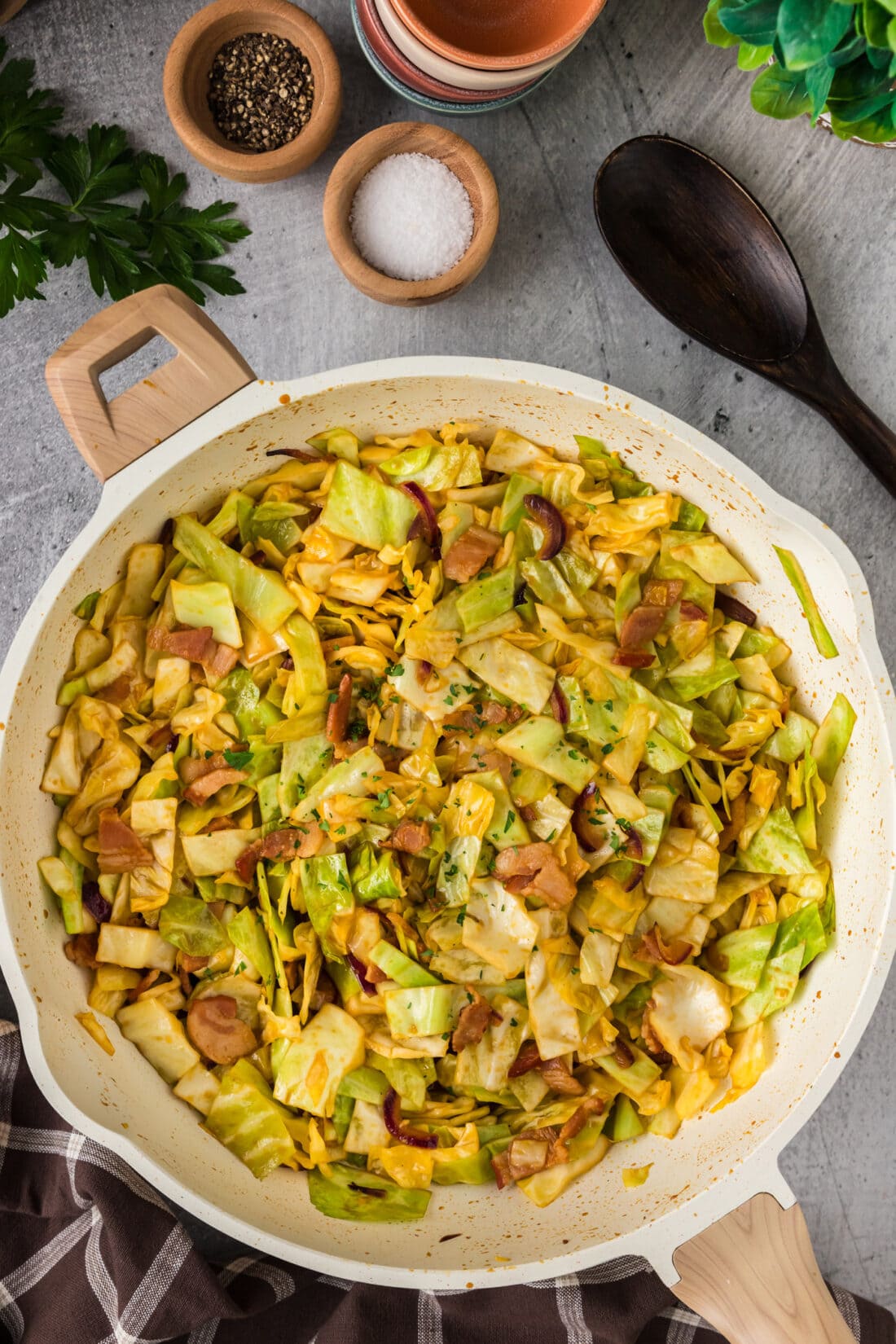 Spicy Fried Cabbage in a skillet