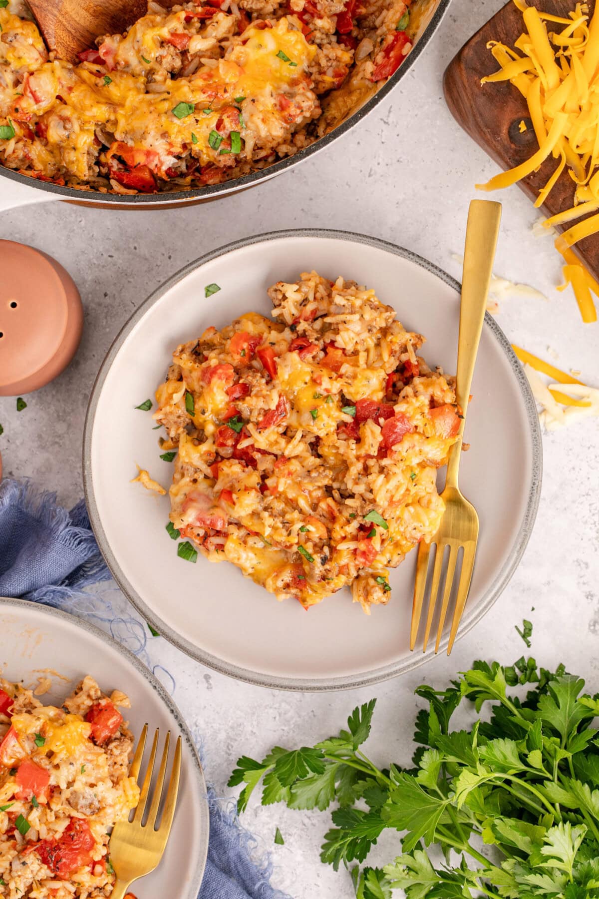 Stuffed Pepper Casserole on a plate with a fork