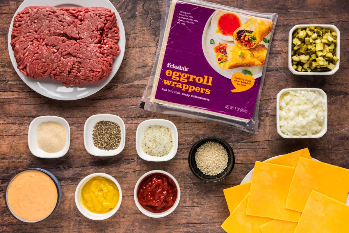 Ingredients for Big Mac Egg Rolls