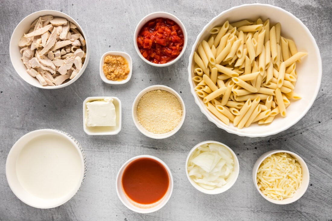 Ingredients for Buffalo Chicken Pasta