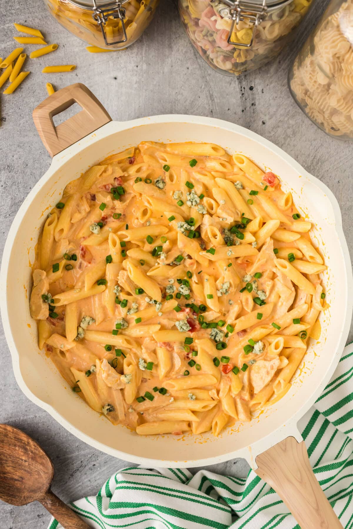 Skillet of Buffalo Chicken Pasta