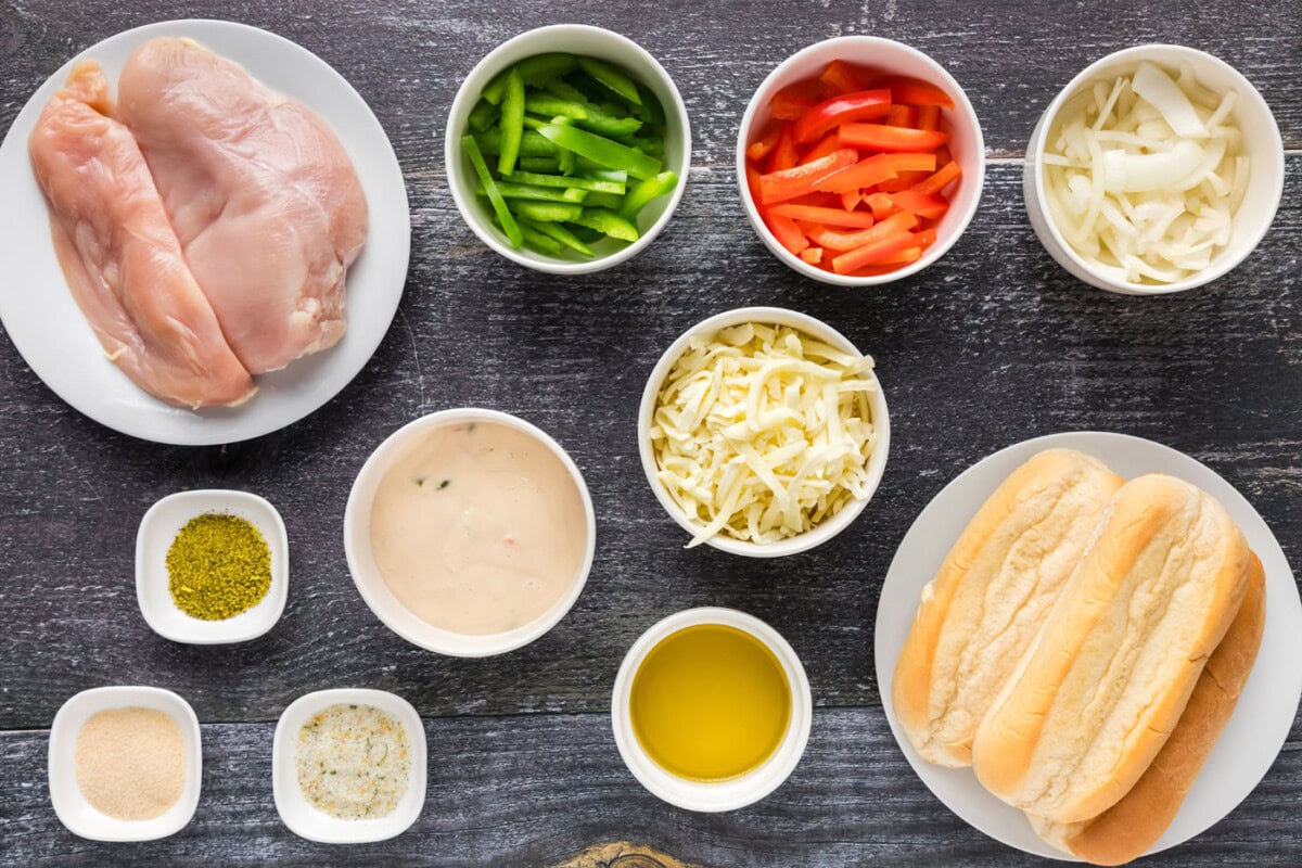 Ingredients for Chicken Philly Cheesesteak