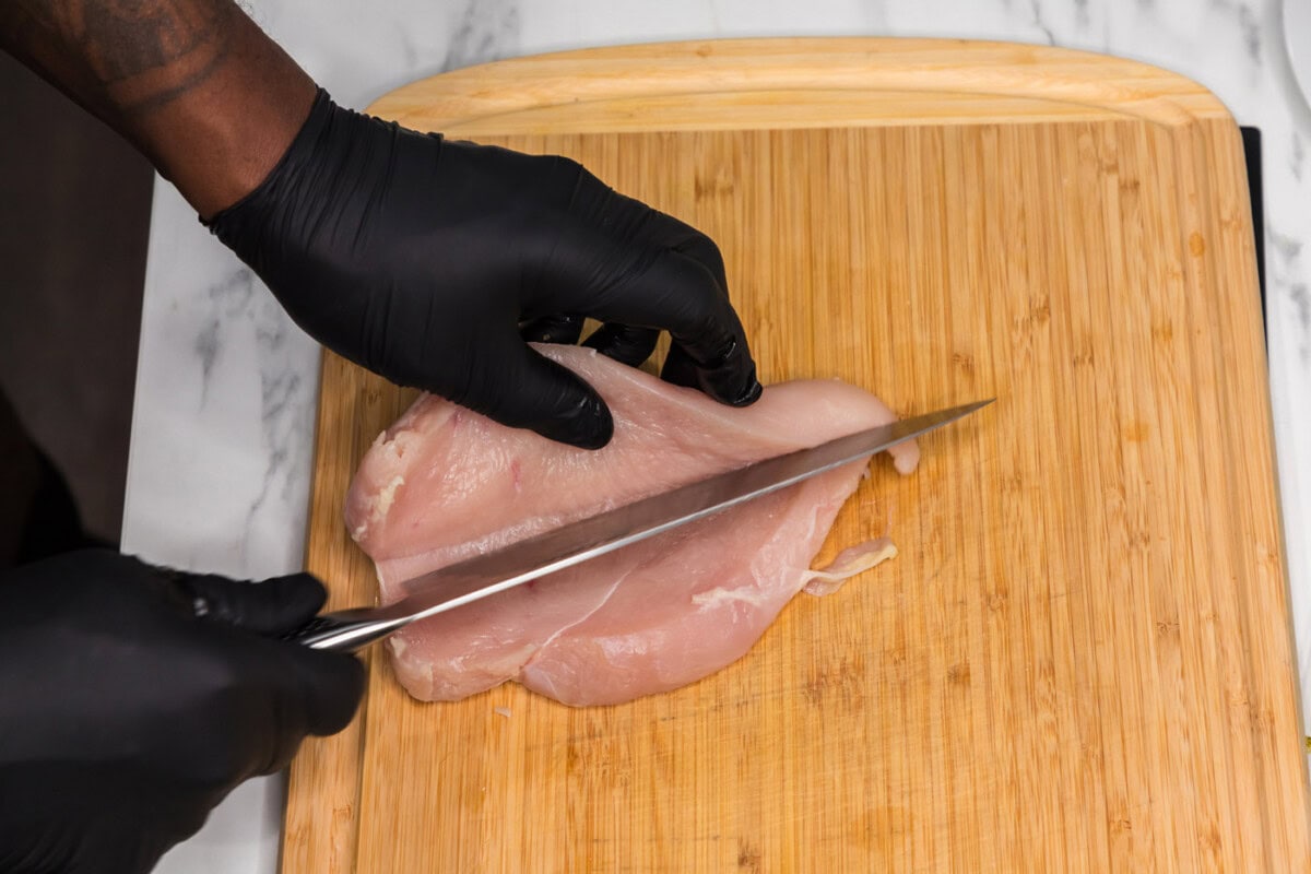butterflying chicken with a knife