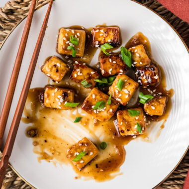 Plate of Honey Garlic Tofu