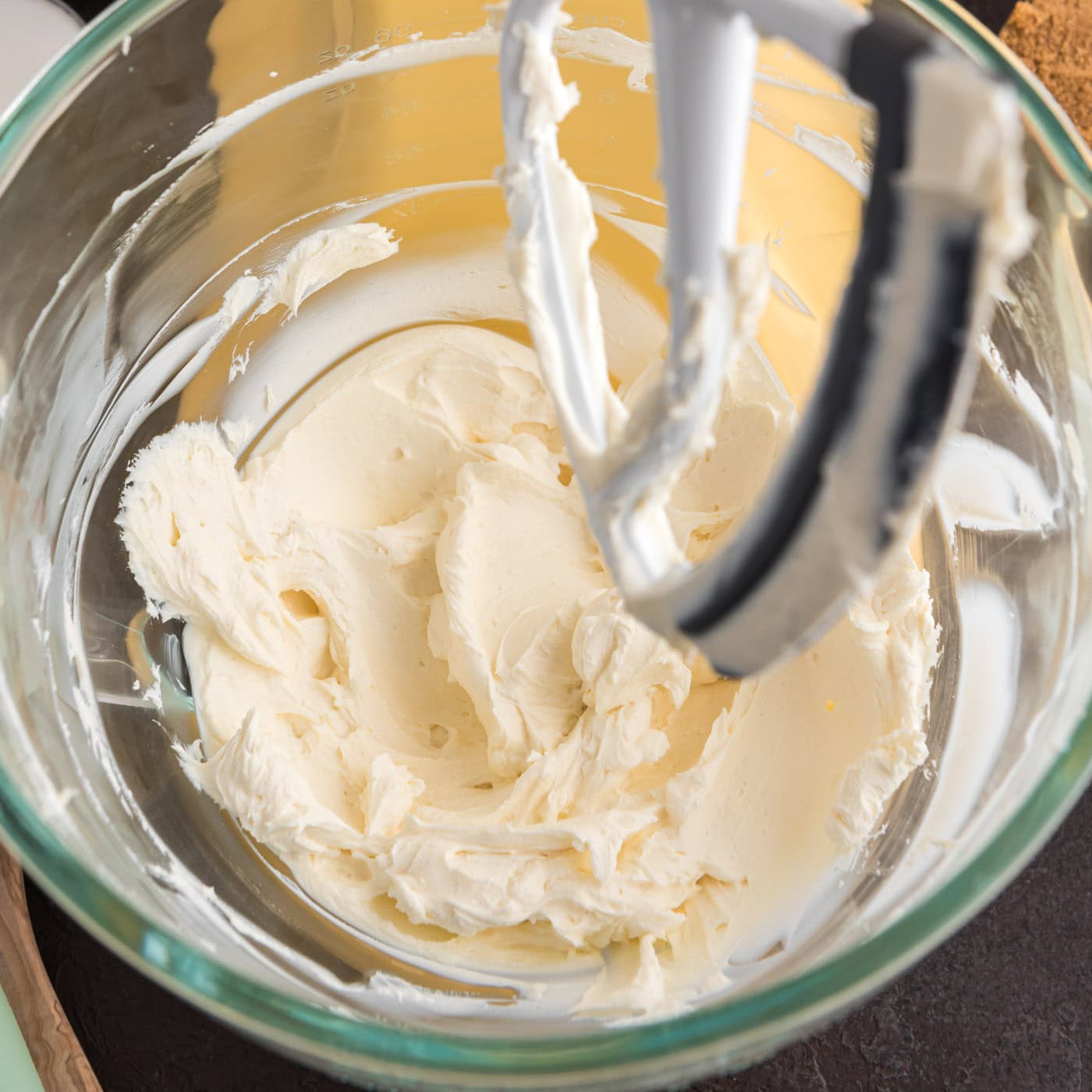 cream cheese mixture in a bowl of a stand mixer
