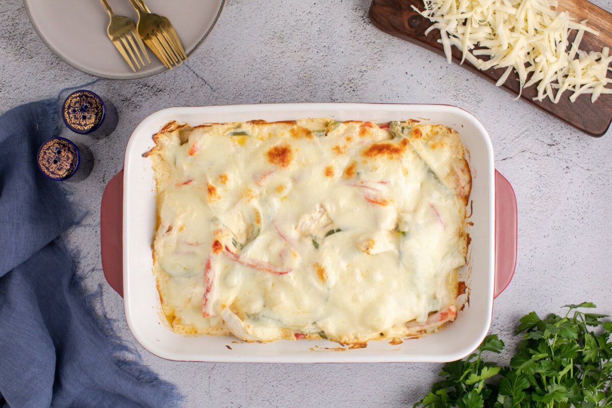 baked chicken philly cheesesteak casserole