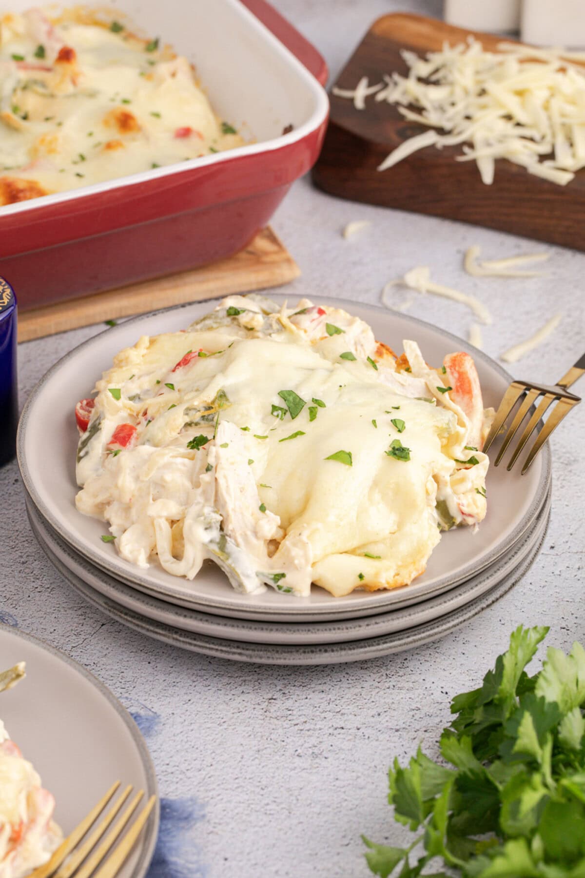 Plate of Philly Chicken Cheesesteak Casserole
