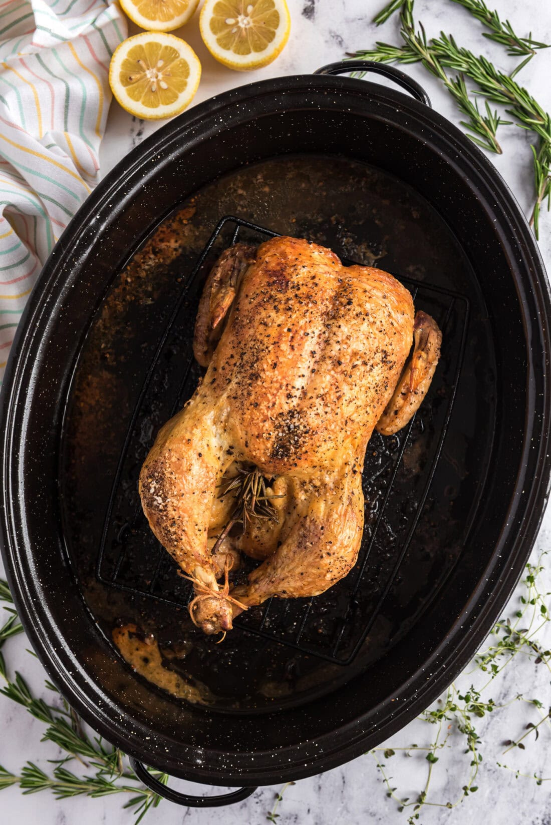 Roasted Chicken in a roasting pan
