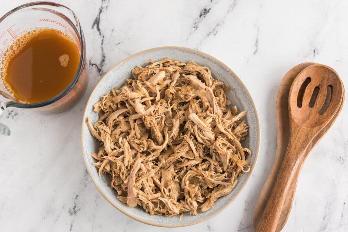 shredded chicken mixture in a bowl