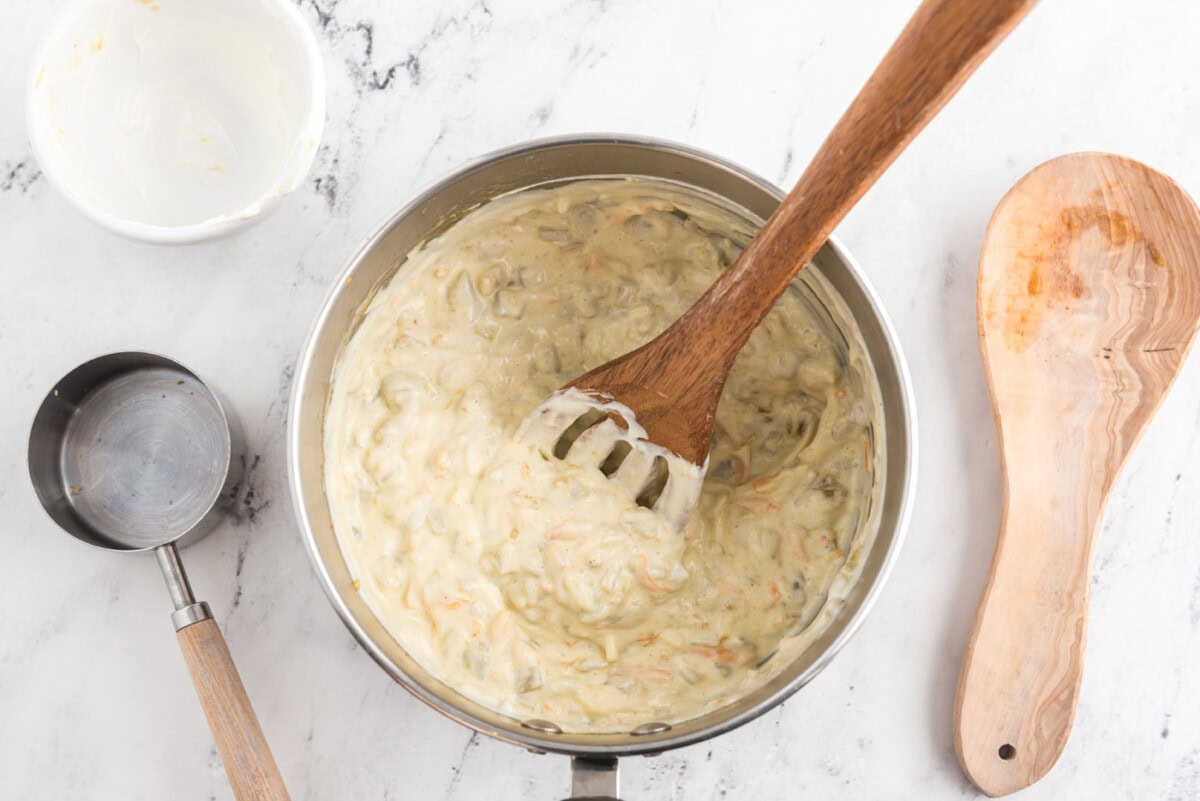 creamy enchilada filling in a bowl