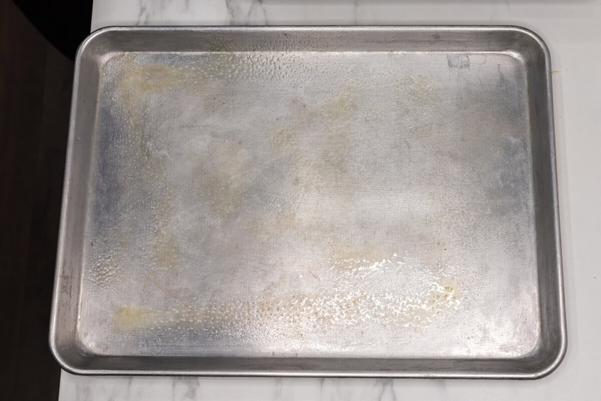 baking sheet sprayed with cooking spray