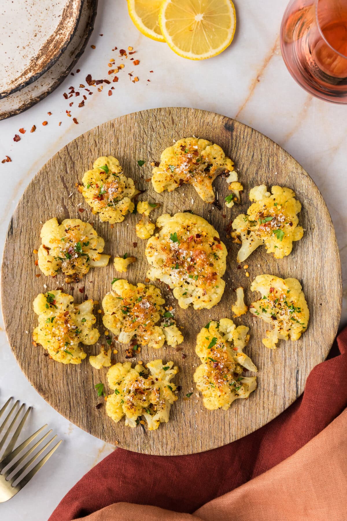 Smashed Cauliflower on a plate