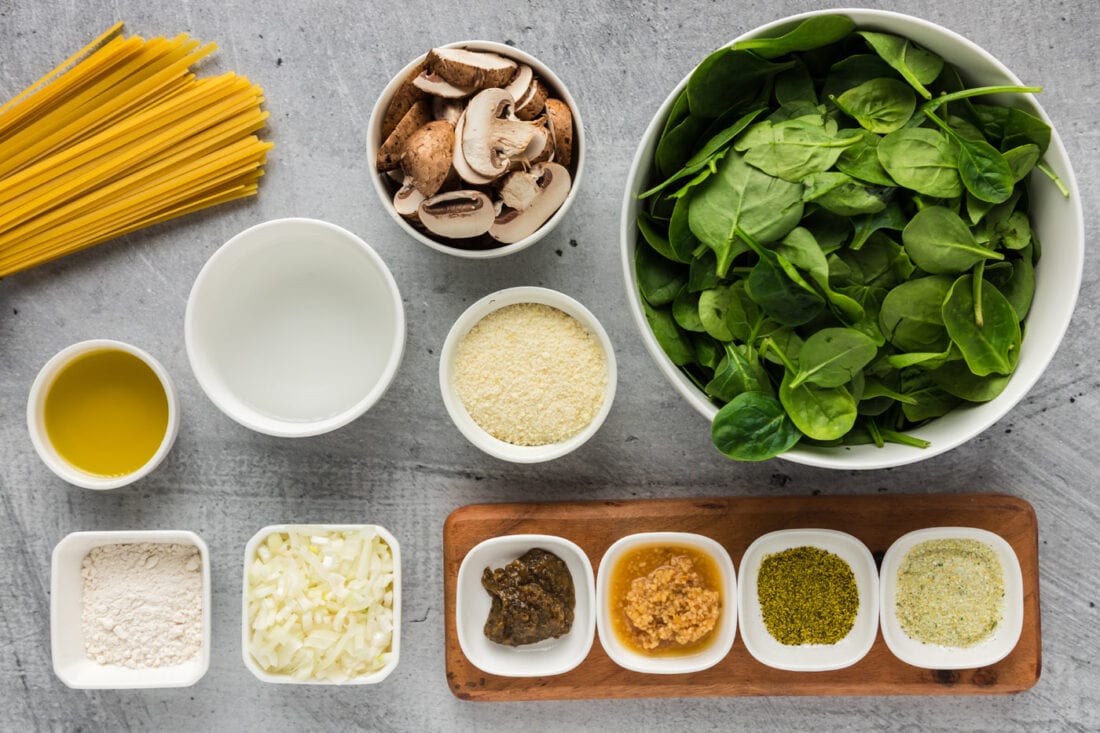 Ingredients for Spinach Fettuccine