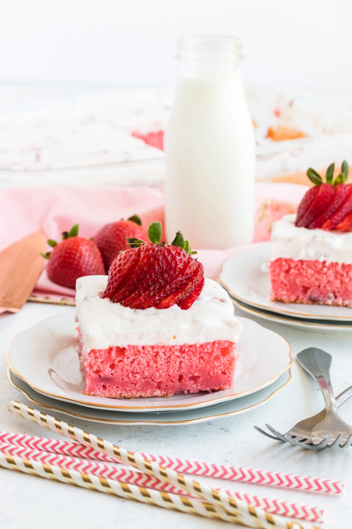 Slice of Strawberry Cake on a plate