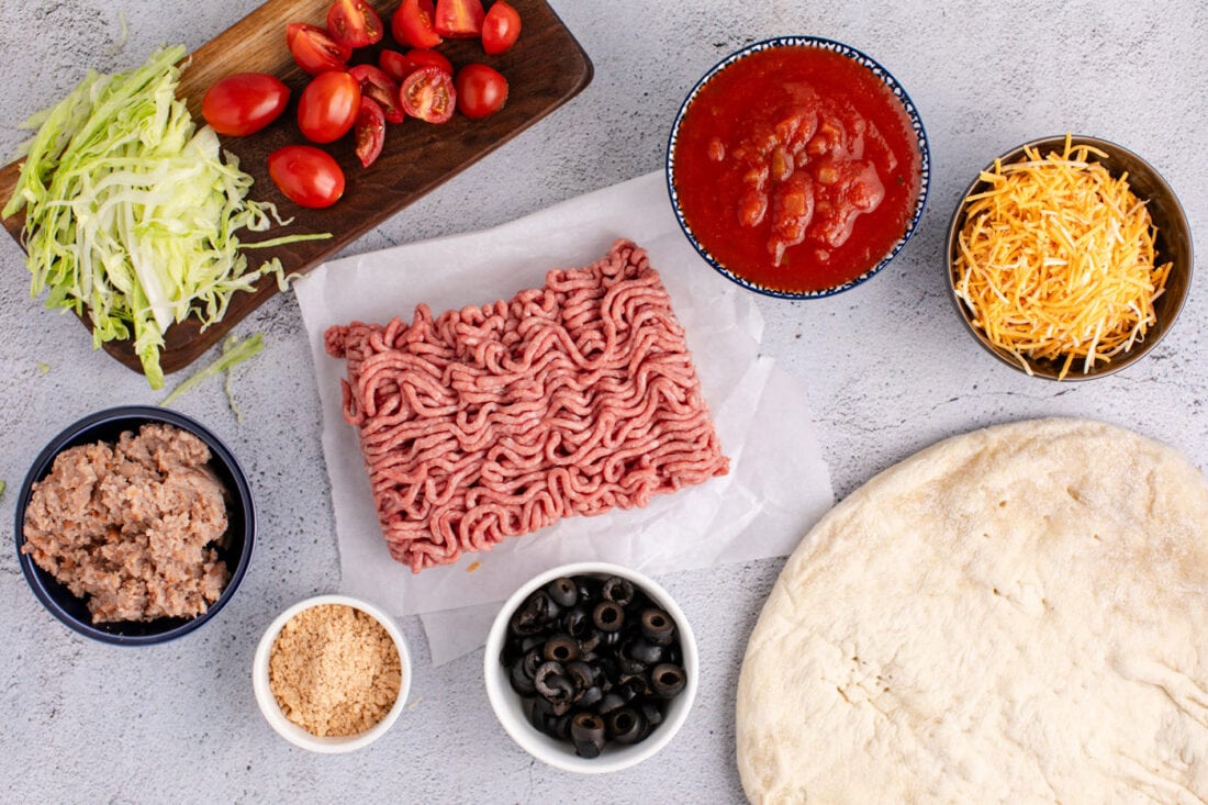 Ingredients for Taco Pizza