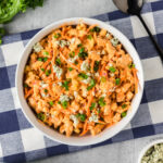 Close up photo of a bowl of Buffalo Chicken Salad