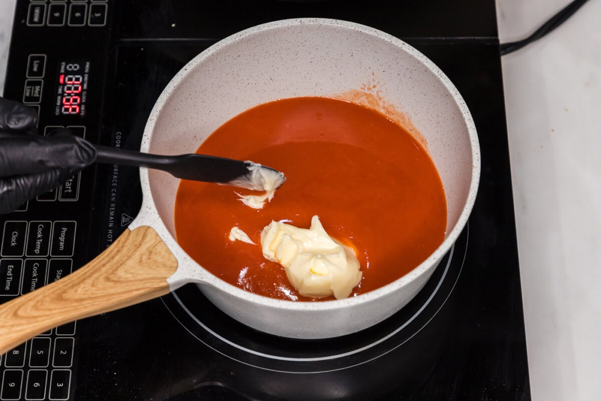 saucepan of butter and hot sauce