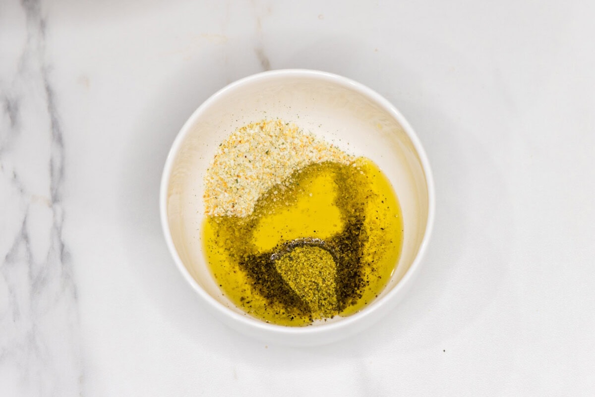 oliev oil and seasonins in a bowl