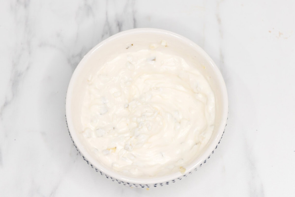 creamy cauliflower salad dressing in a bowl