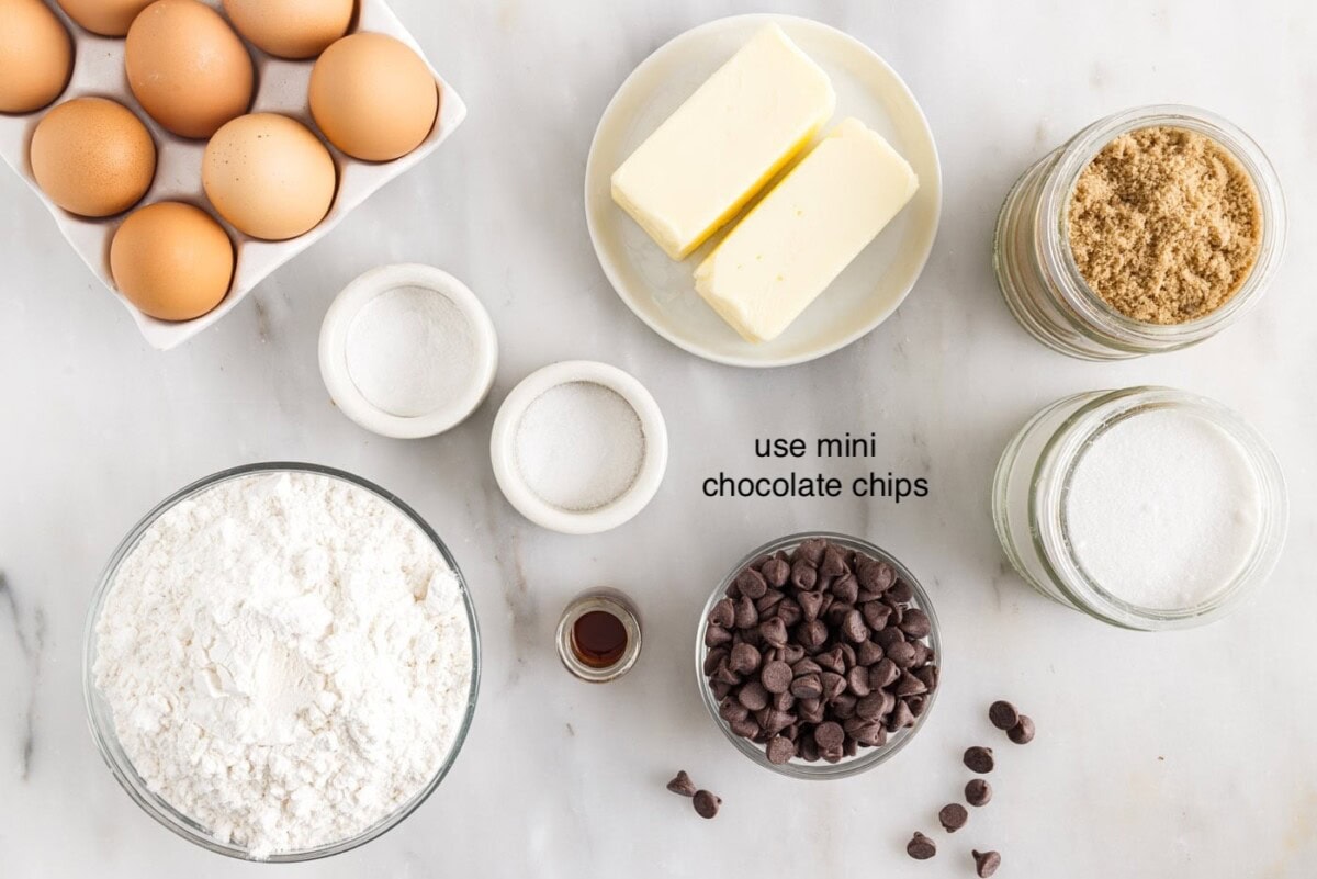 Ingredients for Chocolate Chip Cookie Tower dough