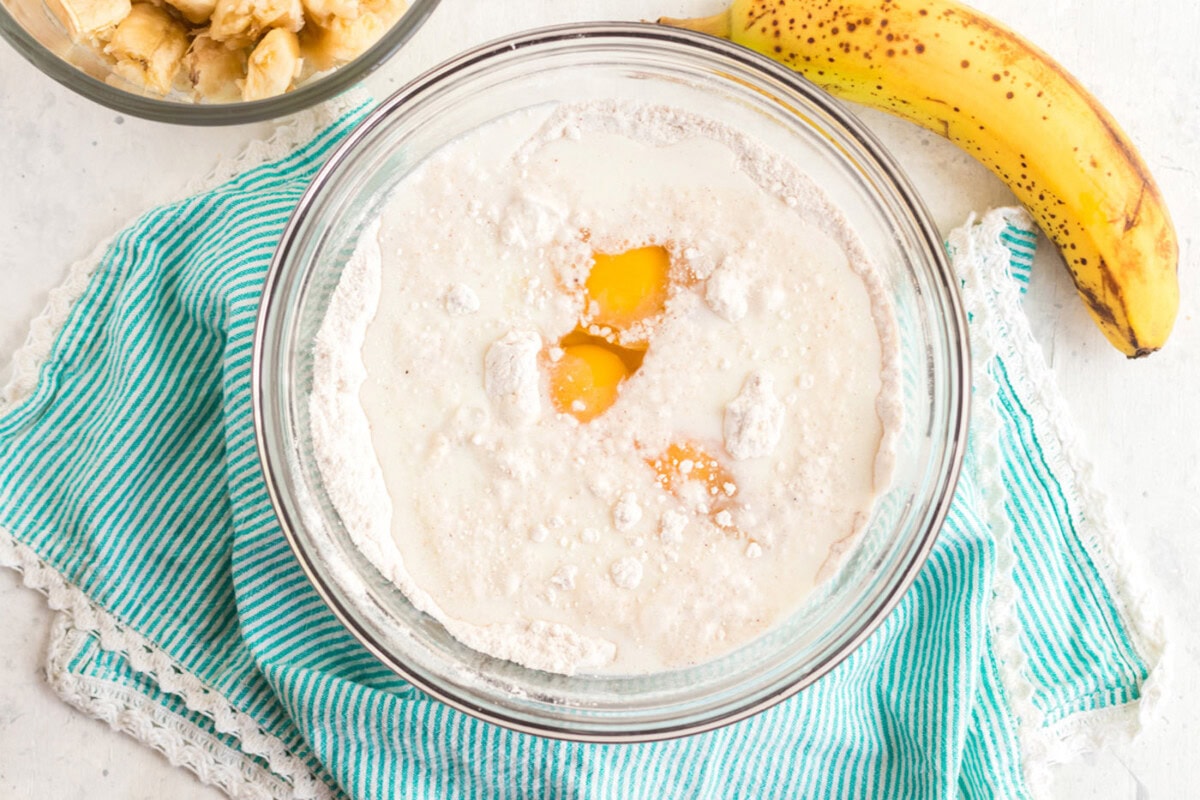 eggs in a bowl of cake mix