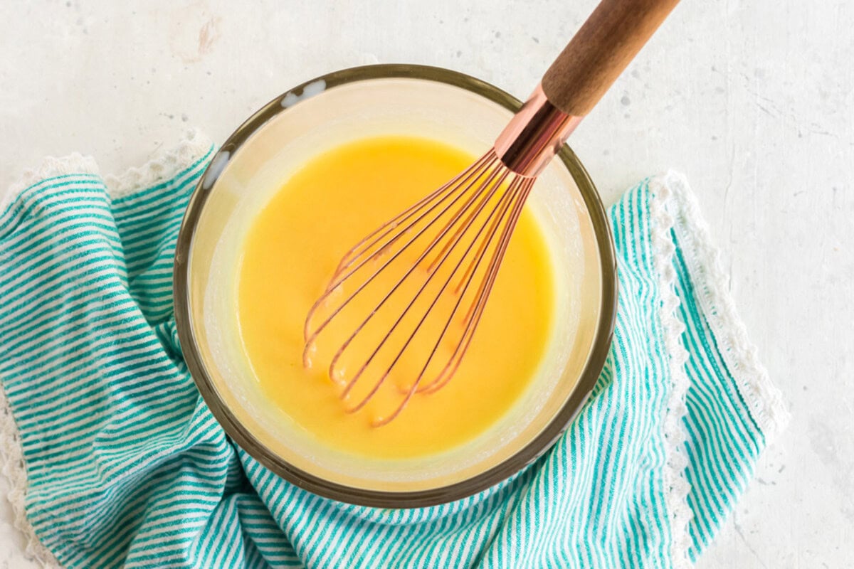 pudding in a bowl with whisk