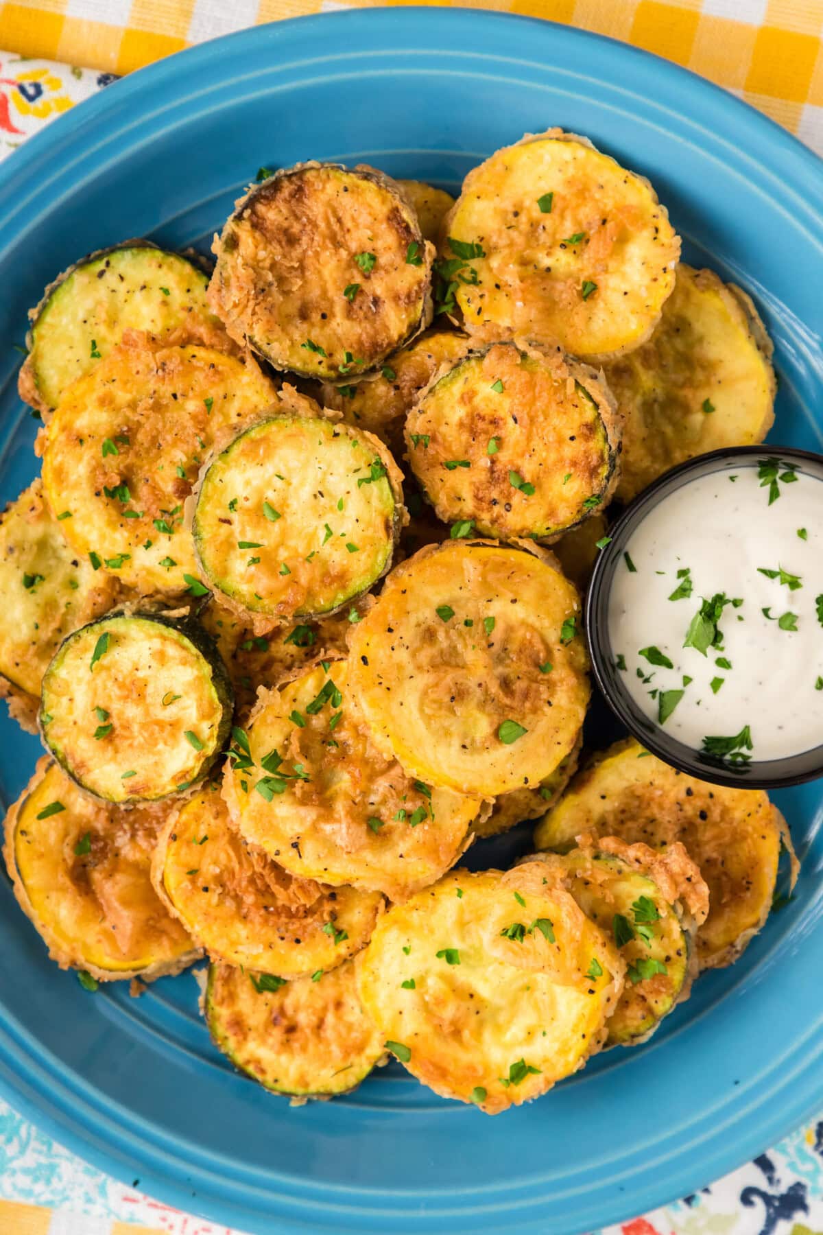Close up photo of a plate of Fried Squash