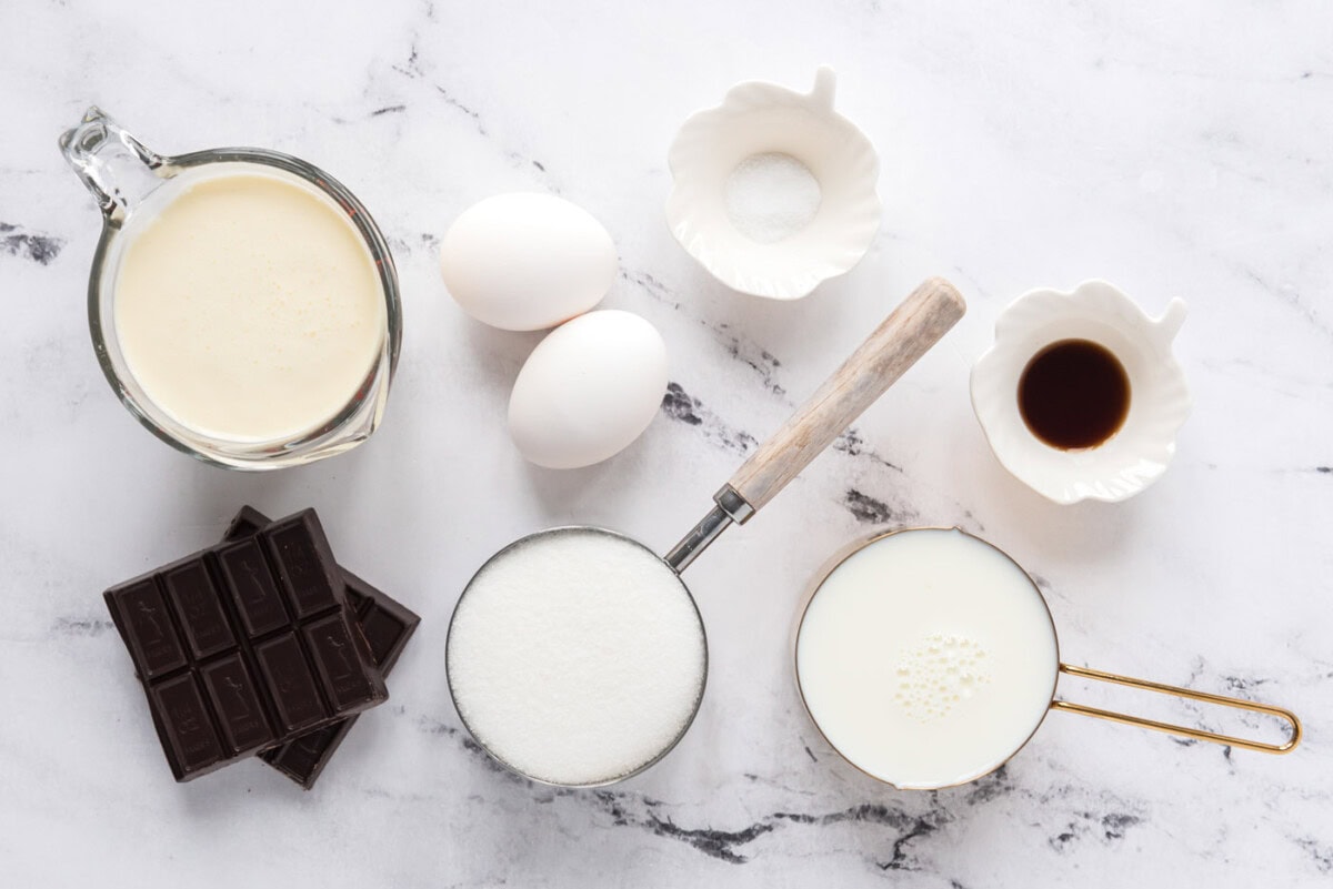 Ingredients for Homemade Chocolate Ice Cream
