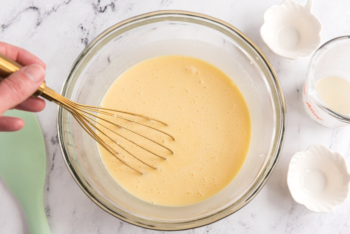 whisked ice cream custard base in a bowl