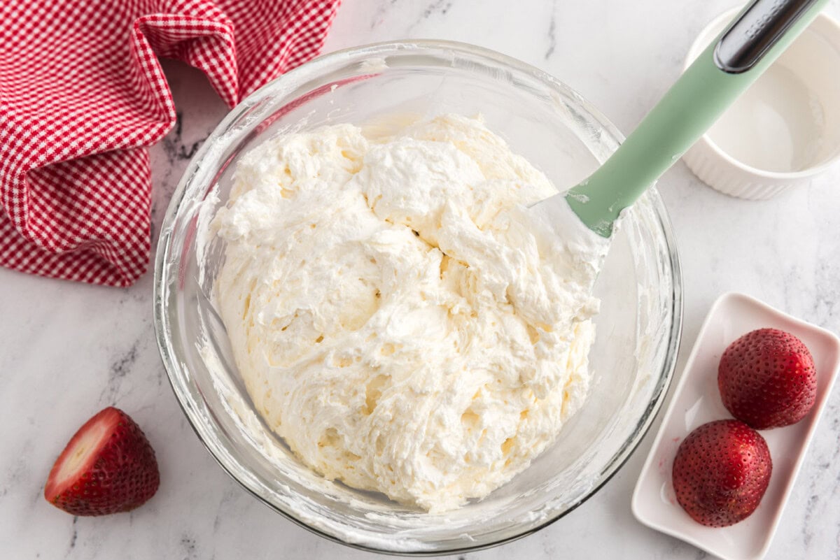 whipped cream cheese in a bowl