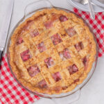 Overhead photo of a Rhubarb Pie
