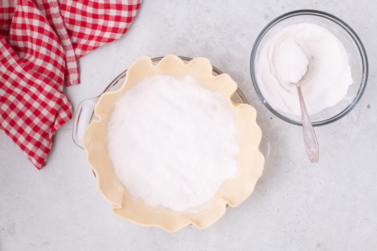 sugar mixture added to pie crust