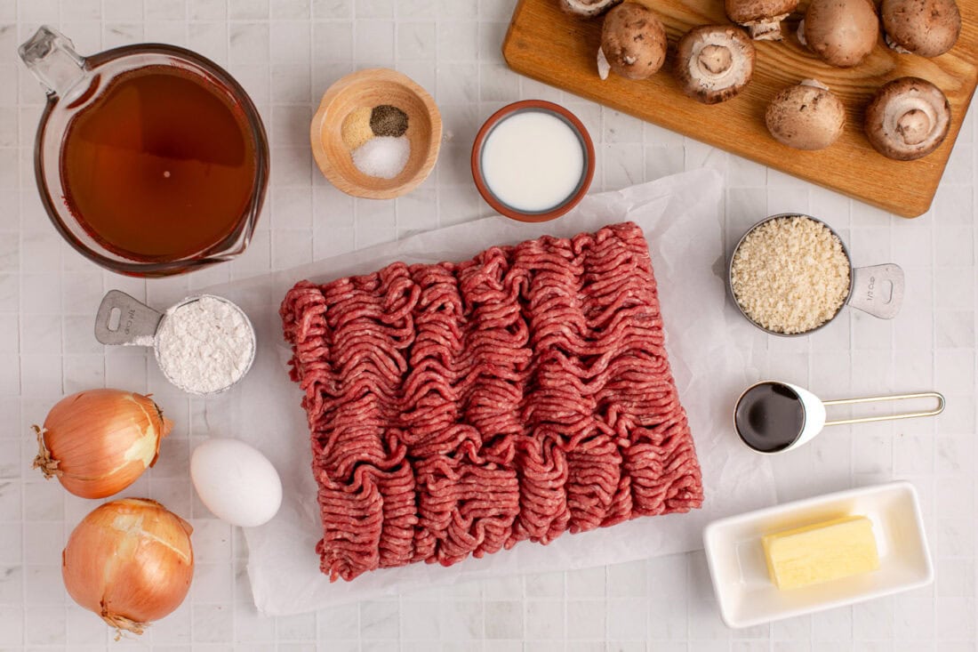 Ingredients for Salisbury Steak Meatballs