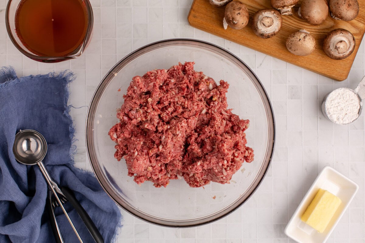 meatball ingredients mixed in a bowl