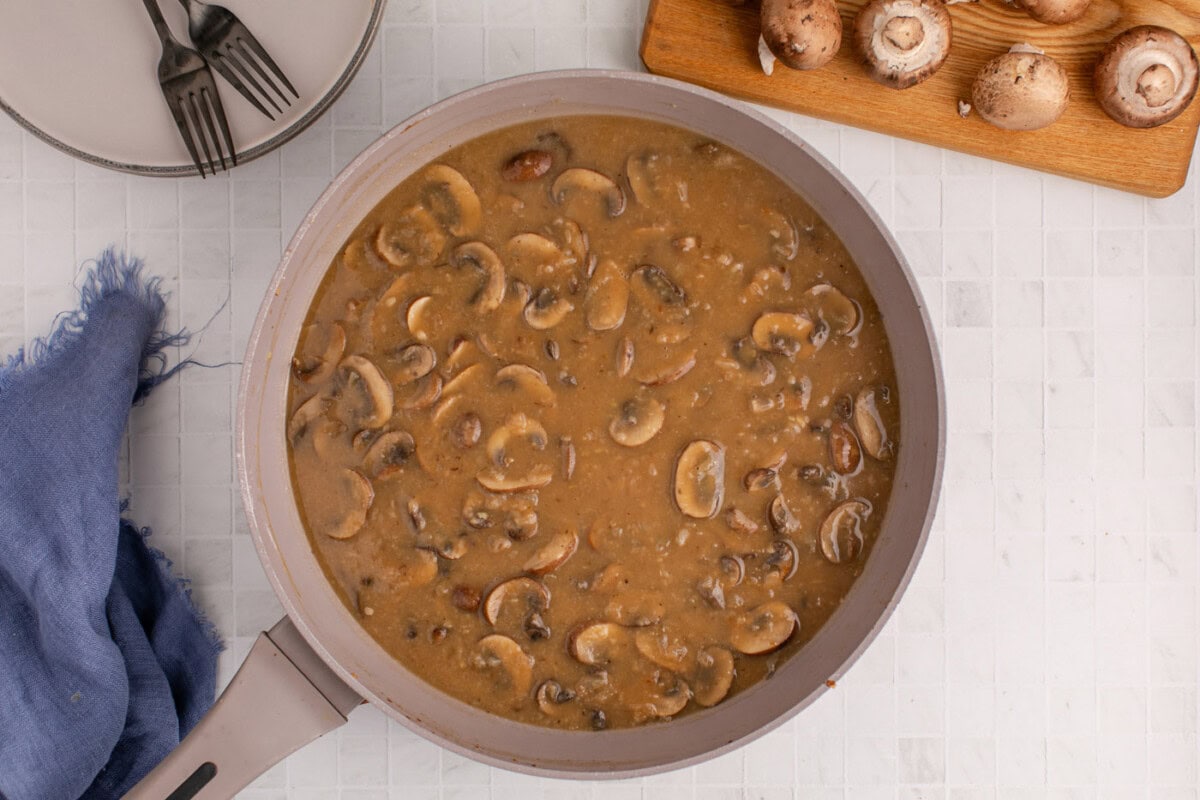salisbury steak gravy in a skillet