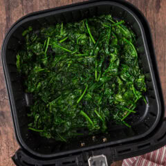 Air fryer full of Air Fryer Spinach